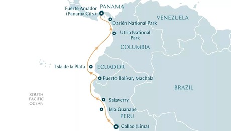 Map for Cultures & Wilds of Peru, Utria and the Darien - South America Cruise