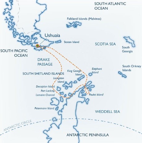Map for Weddell Sea Quest aboard Ushuaia