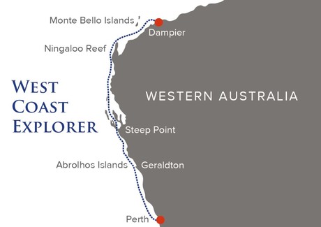 Map for Australia West Coast Explorer - Fremantle to Dampier