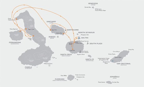 Map for West Galapagos 5 Day Cruise B