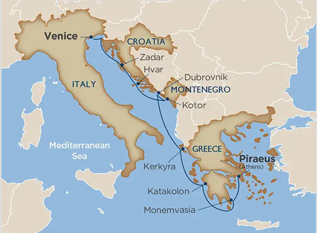 Map for Adriatic Archipelagos and Greek Goddesses