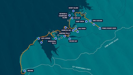 Map for Kimberley 10 Day Adventure Quest