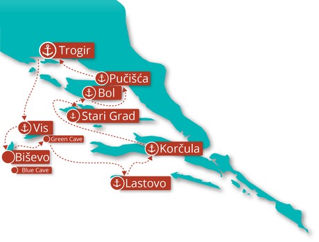 Map for Central Croatia Wilderness Cruise