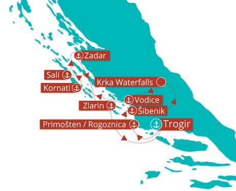 Map for Croatia Nature and Culture Cruise