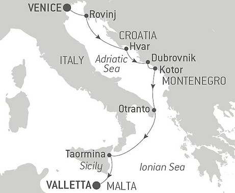 Map for 4th Opera Festival at Sea - Italy & Adriatic Luxury Cruise