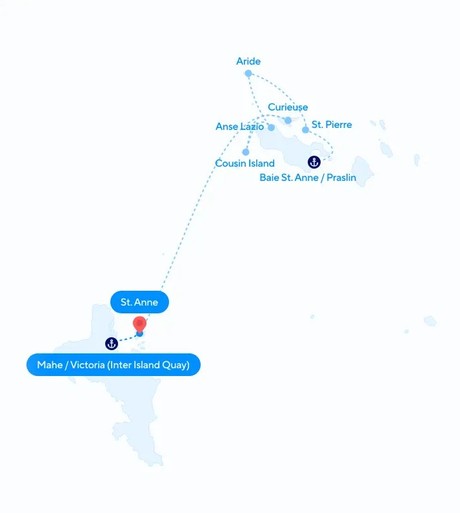 Map for 5 Day Cruise in the Seychelles