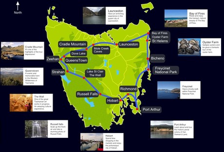 Map for Tasmania Discovery Tour - 7 Days