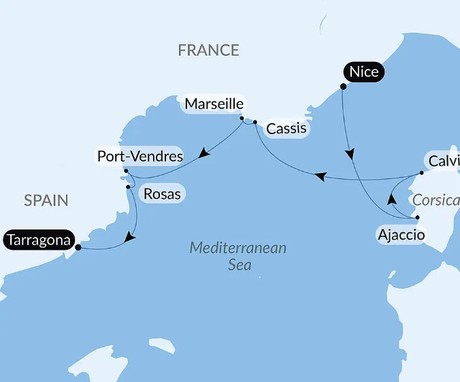 Map for 7th Opera Festival at Sea - France & Spain Luxury Cruise