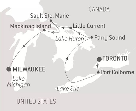 Map for A Voyage Along the Great Lakes – with Smithsonian Journeys