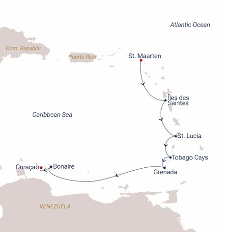 Map for Ten Days of Sailing between the Lesser Antilles and the ABC Islands