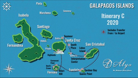 Map for Galapagos 6 Day Cruise C aboard Alya Luxury Catamaran