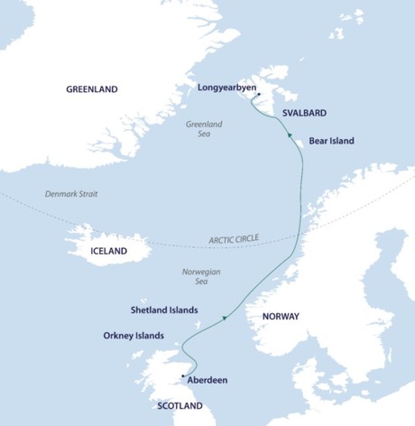 Map for Across the Arctic Circle Expedition