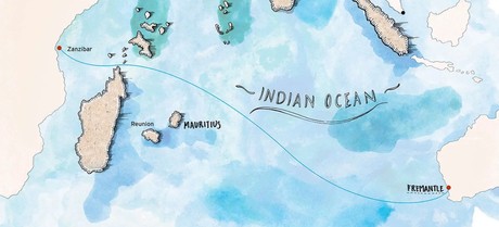 Map for A Navigation Voyage Across the Indian Ocean, From Zanzibar to Fremantle