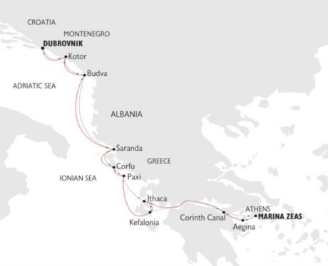 Map for Cruising the Adriatic & Greece aboard Callisto