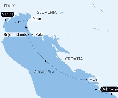 Map for The Adriatic Sea - with the Paris Opera Ballet Luxury Cruise