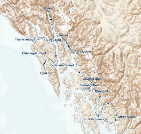 Map for Alaska Epic Escape: Complete Inside Passage Small Ship Cruise