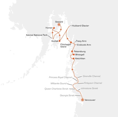 Map for Alaska (Inside Passage): Where the Wilderness Itself Writes the Script