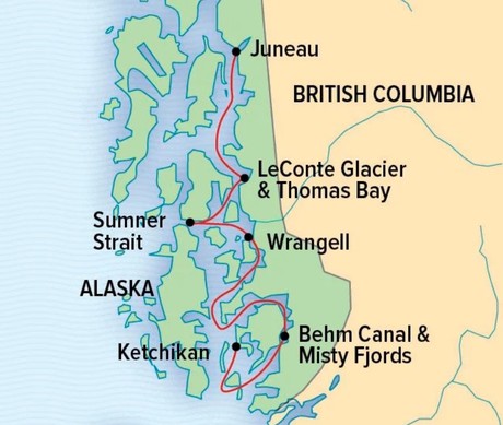Map for Wild Alaska Escape: LeConte Bay, Wrangell & the Misty Fjords
