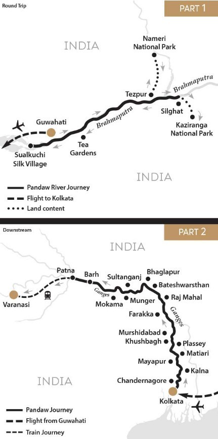 Map for The All Ganges & Brahmaputra River - a Grand Tour of India