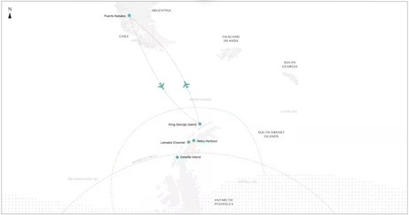 Map for Antarctic Circle Expedition Micro Cruise by Air