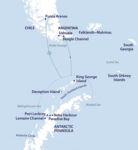 Map for Antarctic Explorer: In Partnership with New Scientist Discovery Tours