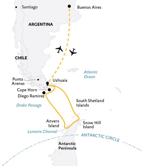 Map for Antarctic Explorer: Discovering the 7th Continent plus Cape Horn & Diego Ramirez