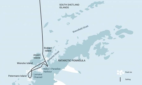 Map for Antarctica Peninsula - Basecamp Plancius