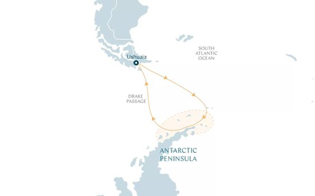 Map for Antarctic Peninsula Discovery - From Ushuaia to Ushuaia Expedition Cruise