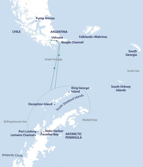 Map for Antarctic Peninsula In Depth