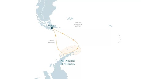 Map for Antarctic Peninsula Odyssey - From Ushuaia to Ushuaia Expedition Cruise