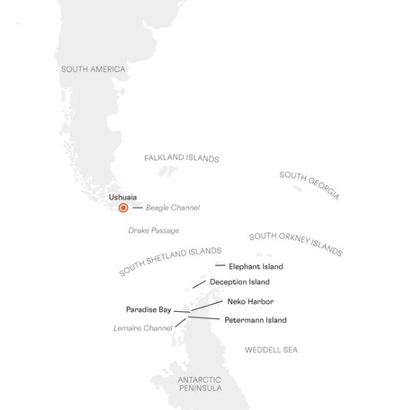 Map for Expedition Antarctica: Highlights First Hand - 21 Days