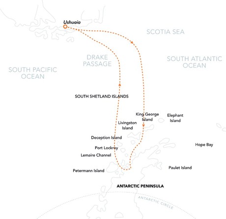 Map for Antarctica All-Access - Ushuaia to Ushuaia Expedition