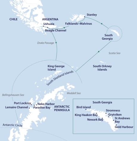 Map for Antarctica Complete Expedition