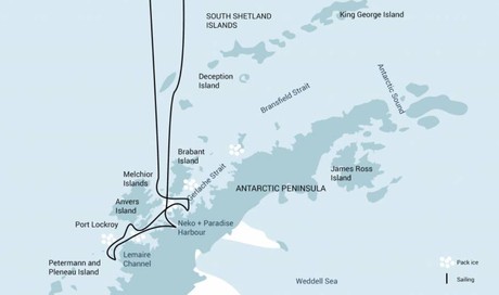 Map for Antarctica - Discovery and Learning Voyage