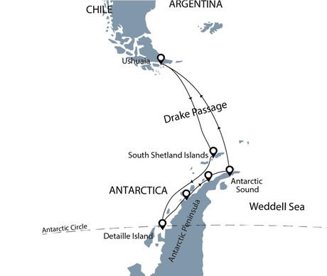 Map for The Antarctica Explorer - 13 Day Expedition
