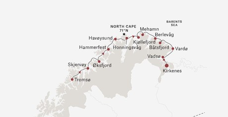 Map for Arctic Capital to the Norwegian Border Expedition Cruise