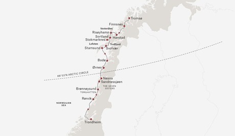 Map for Arctic Capital to the Viking Capital - Norway Cruise
