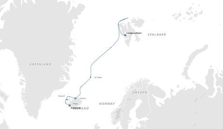 Map for The Arctic Explorer: Iceland to Svalbard Cruise