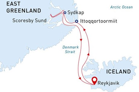 Map for Arctic Sights and Northern Lights Expedition Cruise