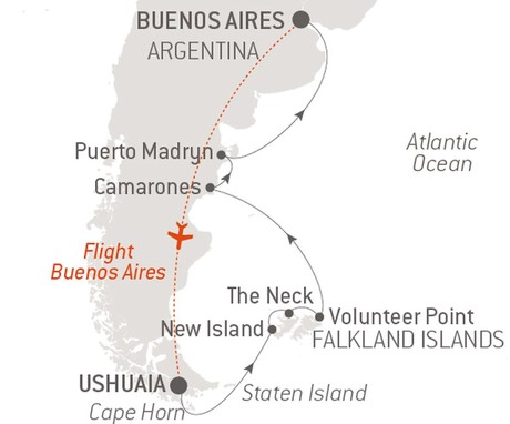 Map for Wild Nature Between Argentina and the Falkland Islands