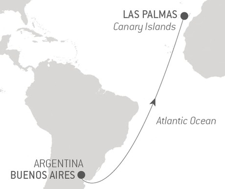 Map for Ocean Voyage: Buenos Aires - Las Palmas aboard Le Lyrial