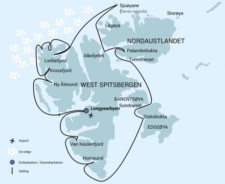Map for Around Spitsbergen - In the Realm of Polar Bear & Ice Expedition