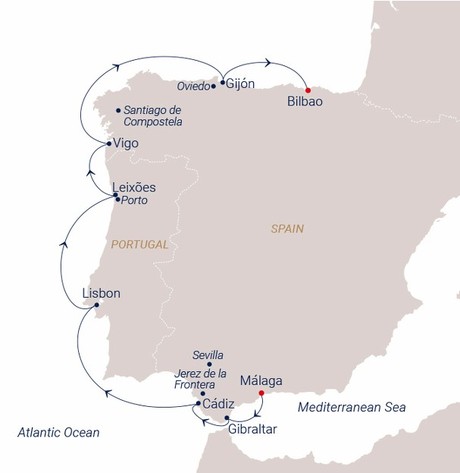 Map for Sailing around the Iberian Peninsula