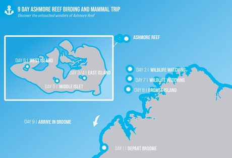 Map for 9 Day Ashmore Reef Birding & Mammal Trip