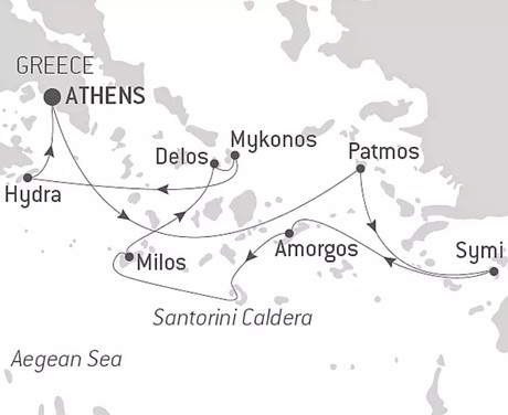 Map for At the Heart of the Greek Islands Luxury Cruise