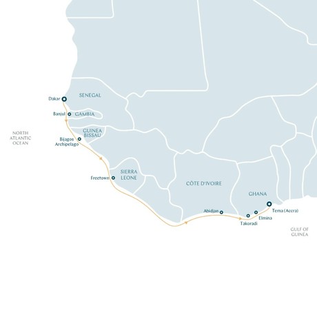 Map for Atlantic Crossroads: Cruise from Senegal to Ghana