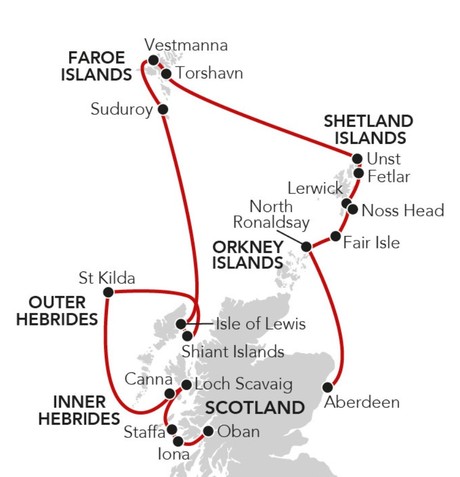 Map for Atlantic Island Odyssey - An Expedition through the Shetland, Faroe & Hebridean Islands