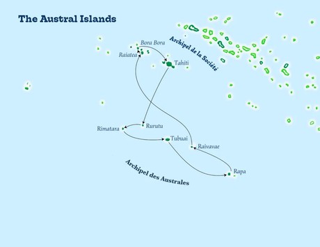 Map for Austral Islands with Rapa Small Ship Cruise