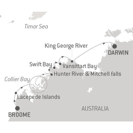 Map for Australia's Iconic Kimberley aboard Le Laperouse