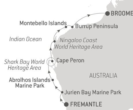 Map for Australia’s West Coast Odyssey - Immaculate Beaches & Turquoise Waters